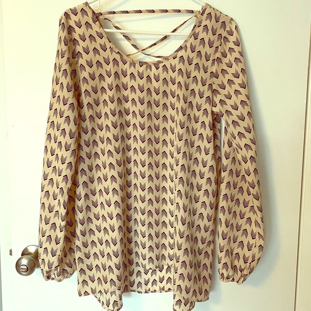EUC Geometric Print Strappy Tunic Top Maurice’s Small